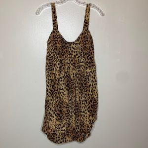 HYPNOTIK Swimsuit Top or Dress Brown Tan Animal Print Long Modest Banded Waist